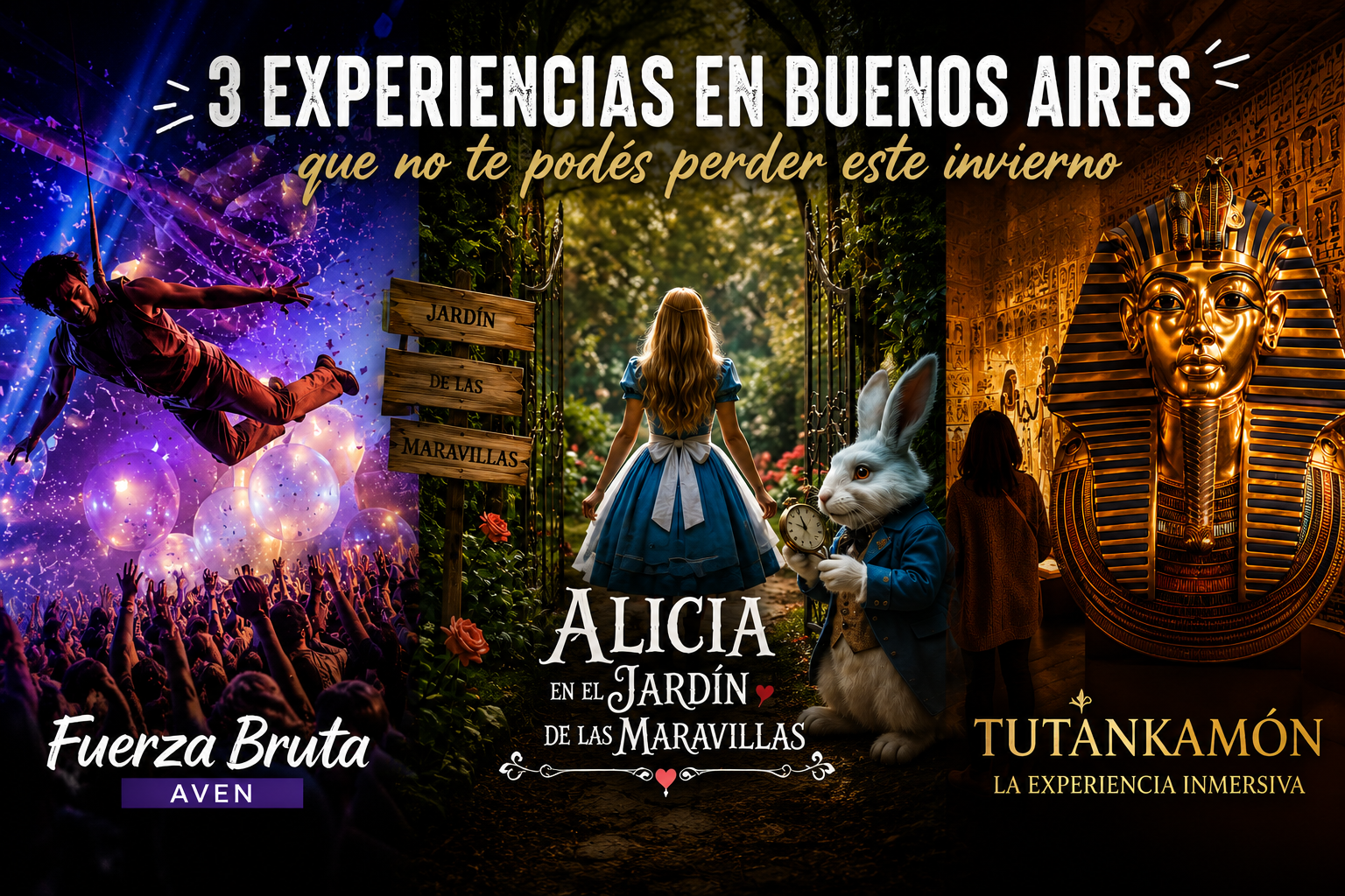 3 experiencias en Buenos Aires para disfrutar este invierno: Fuerza Bruta, Alicia y Tutankamón