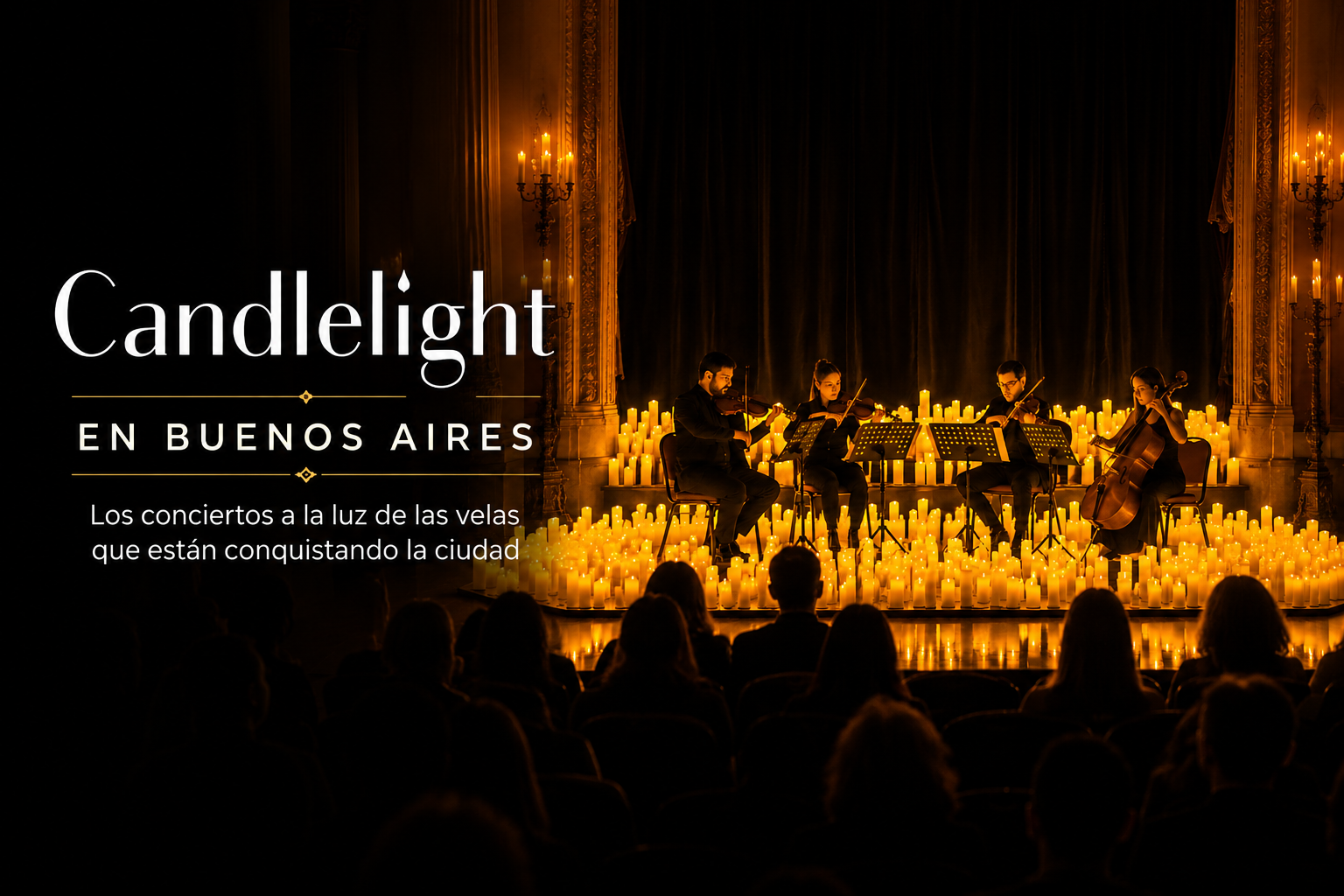 Concierto Candlelight en Buenos Aires con cuarteto de cuerdas y miles de velas en un teatro histórico
