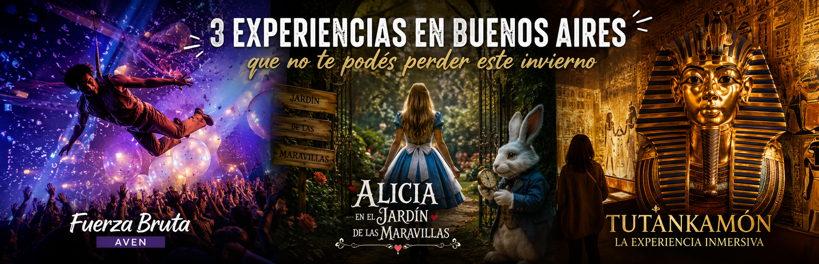 Experiencias en Buenos Aires para disfrutar durante el invierno: Fuerza Bruta, Alicia en el Jardín de las Maravillas y Tutankamón