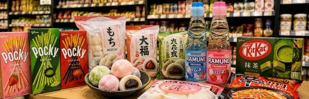 Productos importados en el Barrio Chino de Buenos Aires como mochis, Pocky y Ramune