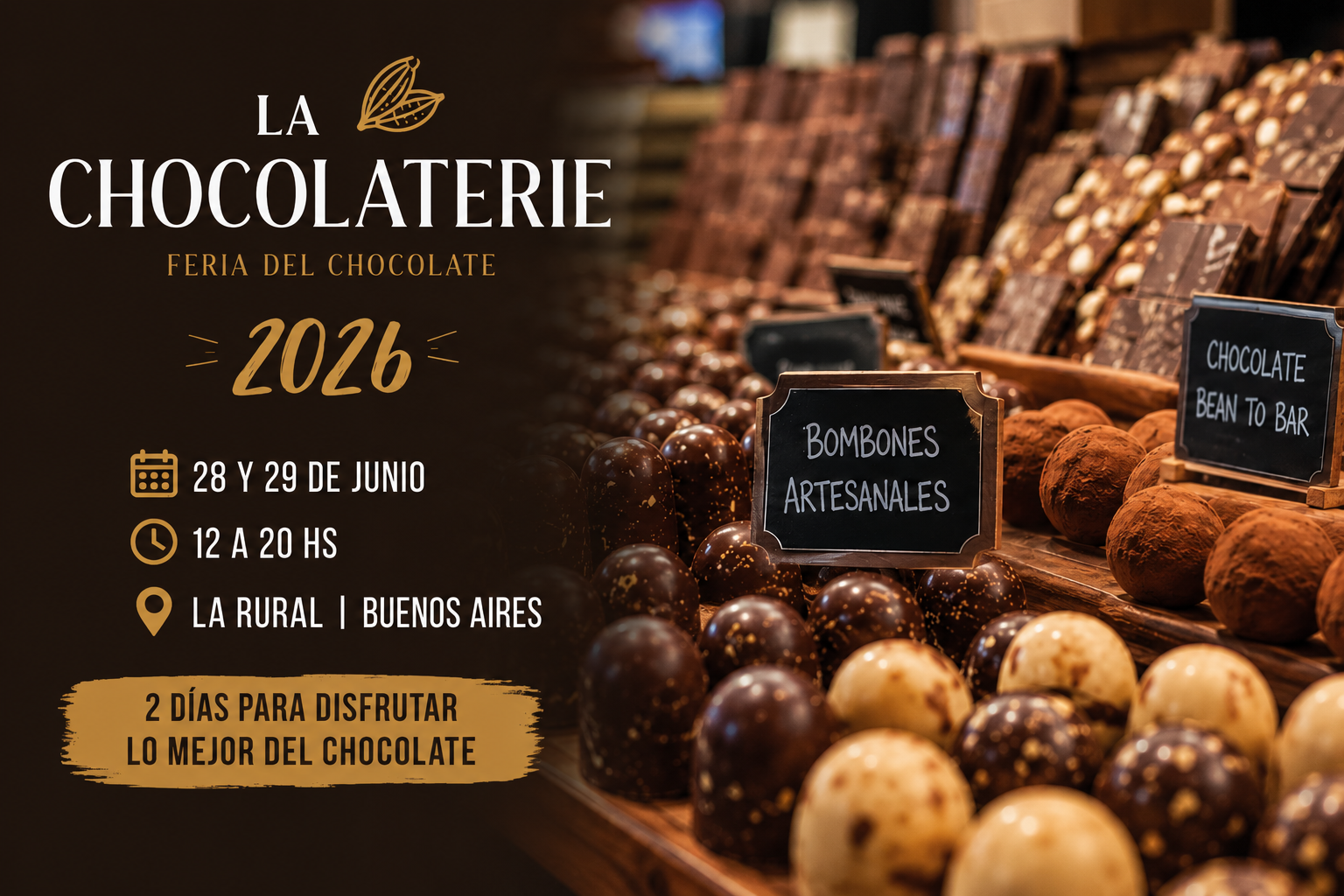 Stand de chocolates artesanales y bombones premium en La Chocolaterie 2026 realizada en La Rural Buenos Aires