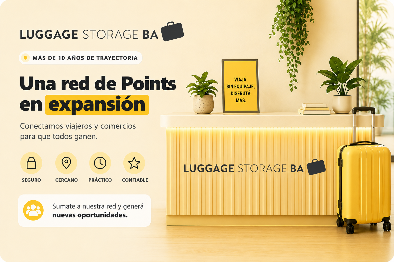 Red de Points de Luggage Storage BA en expansión para conectar viajeros con comercios seguros y confiables.
