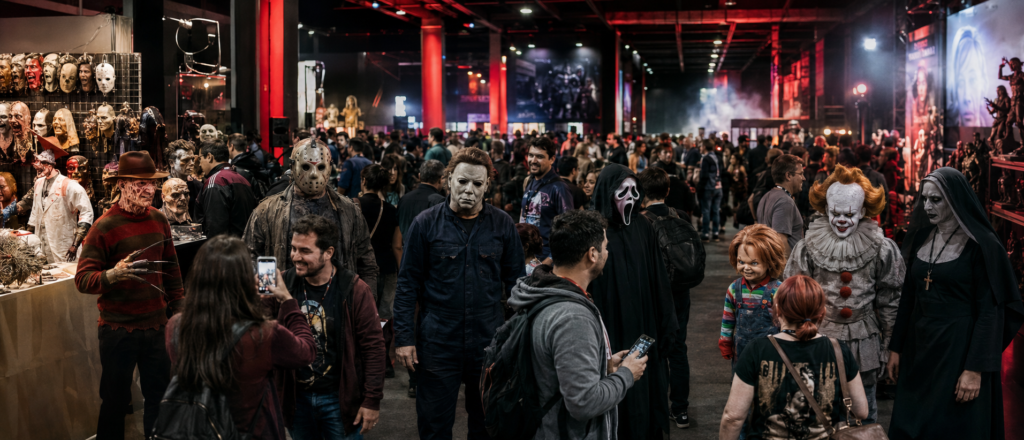 Público y cosplayers recorriendo los stands de Horror XP 2026